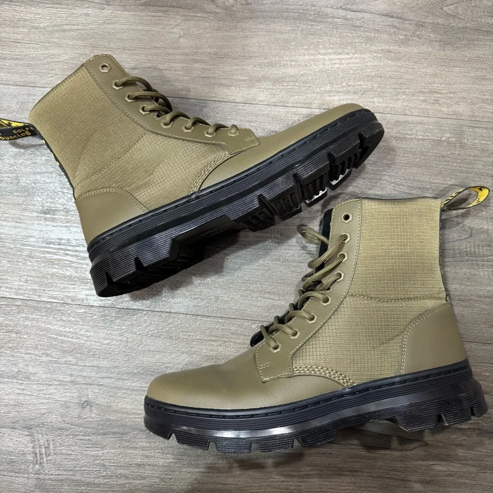 Dr. Martens Jadon Olive Leather & Nylon Combat Boots - Men's